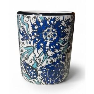 Nakkas Ceramic Turkish Floral Handmade Mug Raised Glaze Dot Texture Blue Green